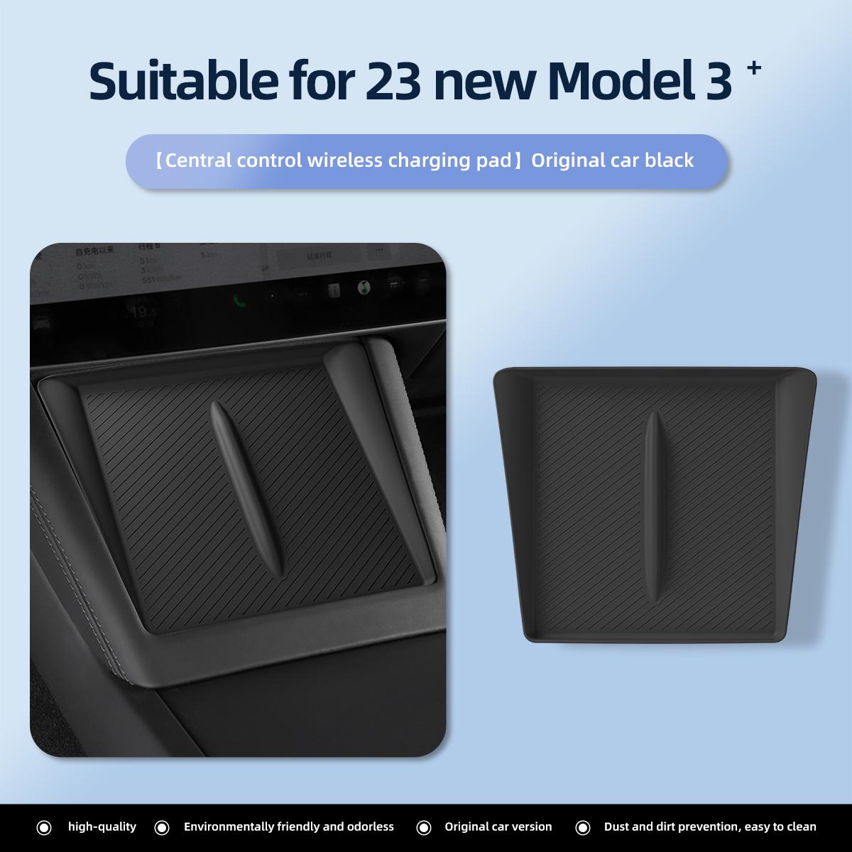

Для Tesla Model 3 Highland 2025 Беспроводная зарядная панель Центральный блок управления Подлокотник Коробка Нескользящий коврик для хранения 2025 Автомобильные аксессуары