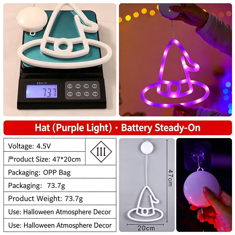 LED Pumpkin Suction Cup Lights, Hanging LED Lamp, Battery Ornament, Holiday Decor for Home Window, Wall Decor for Halloween Party