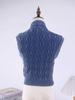 Kids' Sleeveless Knit Sweater: Autumn-Winter Half-High Collar Versatile Pattern Pullover