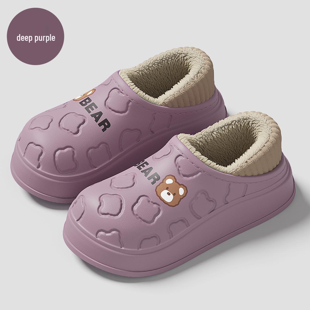 

Waterproof Women’s plus Velvet Warm Indoor Slippers - Cartoon Design, Non-Slip Cotton Shoes for Winter 40-41 fits 39-40 (inner length 250MM)