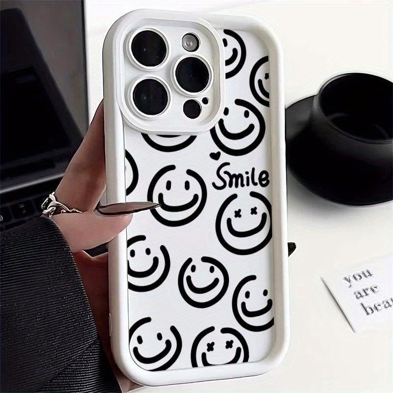 Cute smiley face applies to iPhone15promax mobile phone case Apple 14 matte 13 anti-drop 12 silicone soft case 11
