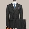 Ny Herr Slim Fit Dubbelknäppt Brittrandig Kostym - Perfekt för Bröllop & Brudgums Klädsel