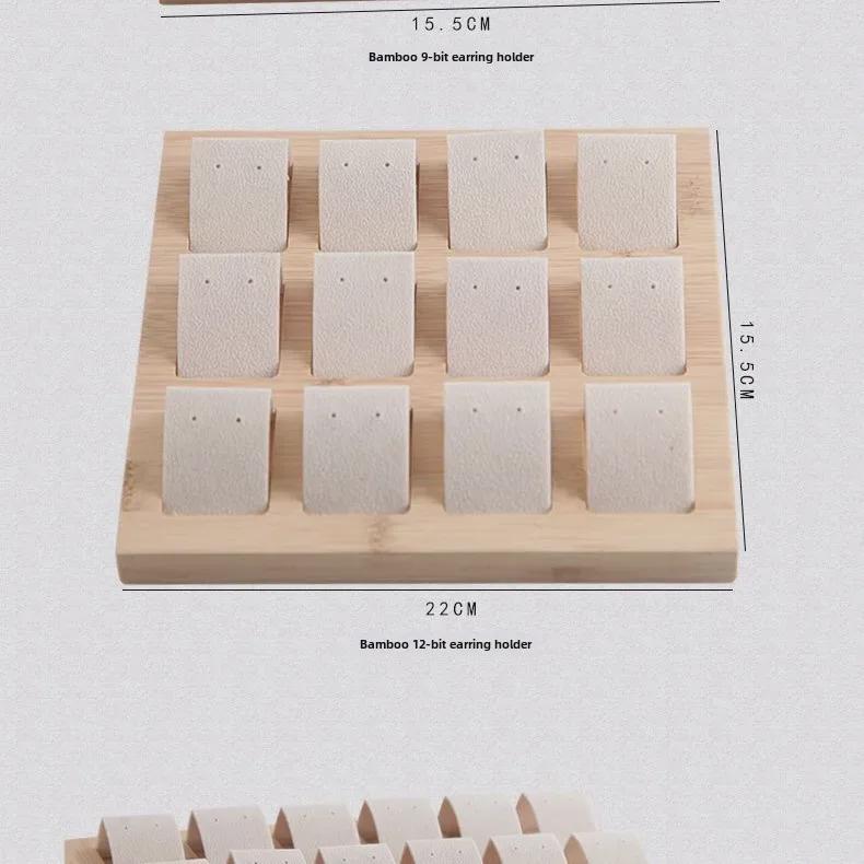 Bambus & Holz 36-Fächer Bewegliches Ohrring- & Stecker-Display Tablett, Schmuck-Displayständer