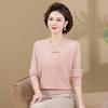 2025 New Style Red Winter Base Layer Top for Middle-Aged Women - Thickened Knitted Sweater
