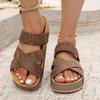 Large Size Casual Sandals Women's Summer New Flat-bottomed Thick-soled One-word Cross Sandals