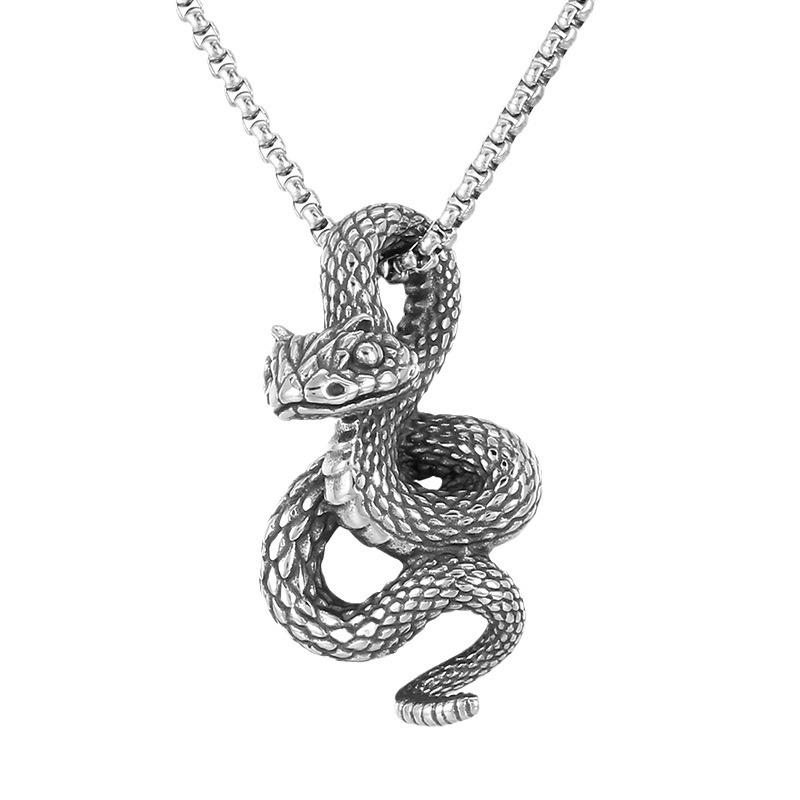 Men's Retro Fashion Stainless Steel Python Pendant - Unique Hip Hop Design