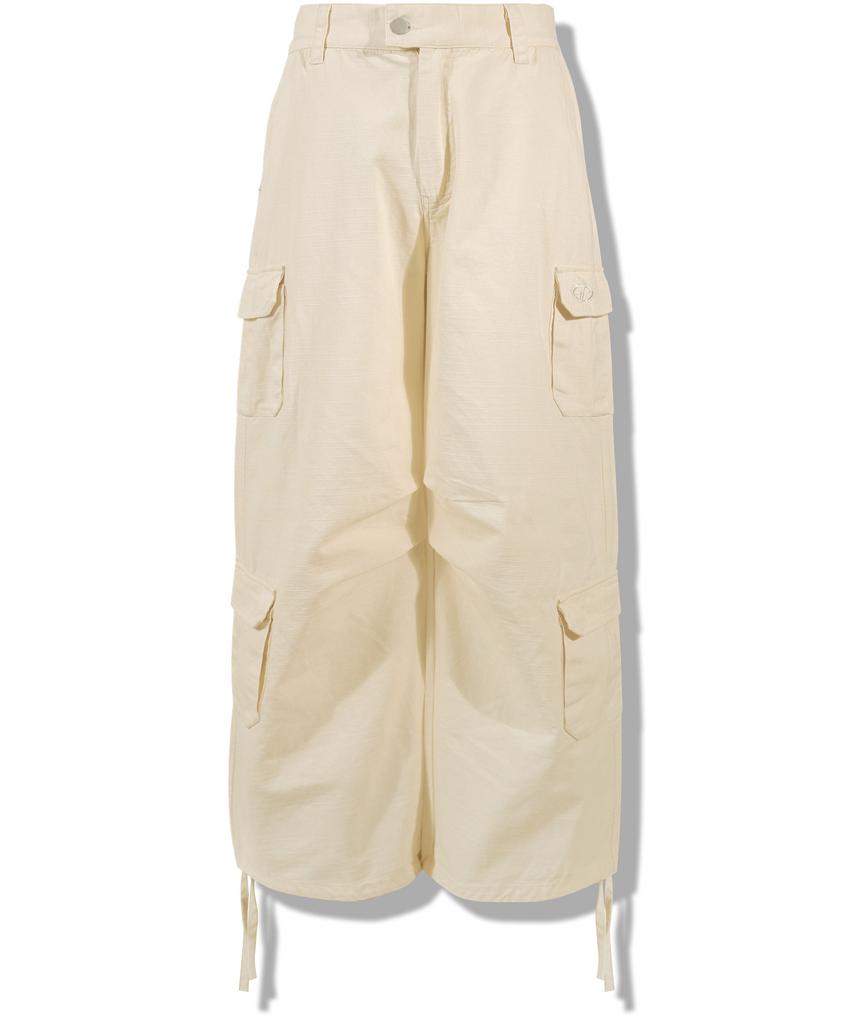 GUBIN Tail Point Cotton Cargo Pants - Ivory