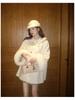 Petite Bow Women's Thickened Fleece Lined Wool Cape Coat