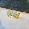 Vintage Gold Color Circle Knot Stud Earrings For Woman Fashion Metal Multilayer Geometric Earrings Jewelry Party Gifts