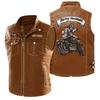 Spring and summer new unvelvet high-end locomotive leather jacket vest motorcycle rider Leha locomotive jacket vest