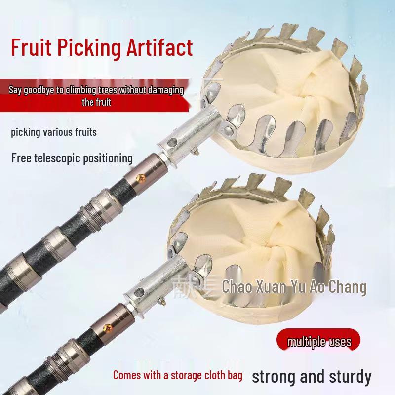 Stainless Steel Telescopic Fruit Picker with Multifunctional Landing Net for High-Altitude Use