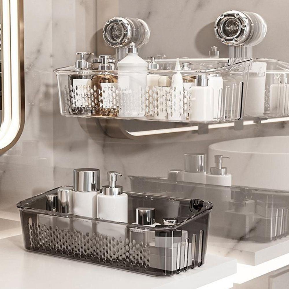 Transparent Draining Basket Large Capacity Wall Mounted Storage Rack Makeup Organizer  for Home