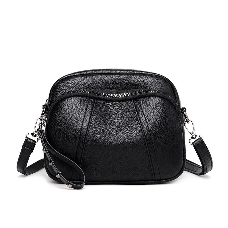 Ielgy Fashion Mobile Phone Bag Rivet Zipper Small Square Bag Simple Soft Leather Shoulder Bag Crossbody