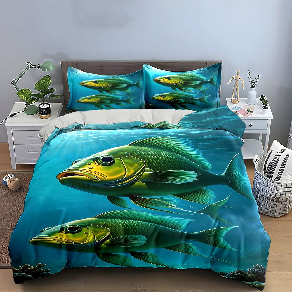 Unterwasserfisch-Dekorationsset Mehrere Größen Kinder- und Schlafzimmer für Erwachsene Exquisites 3-teiliges Bettwäscheset, Geschenk