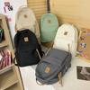 Xm Letter Pattern Solid Color Backpack Casual Student Schoolbag Bag Lightweight