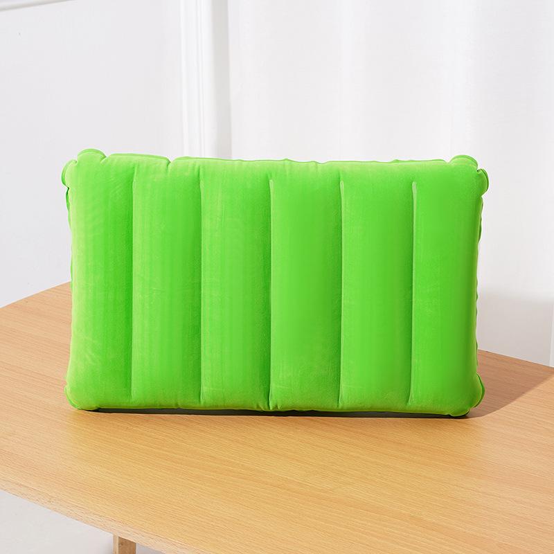 Inflatable Pillow Ultra Soft Flocked PVC Ergonomic Neck Support Foldable for Airplane Travel Camping Hiking