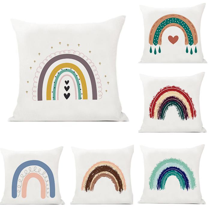 

Rainbow Cartoon Print Cushion Case for Sofa Home Pillowcase Decor Living Room Car Pillow Covers Children Room Decorative Pillows 450mm*450mm