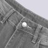 Summer Women's Button Slim Front And Back Pocket Zipper Design Flared Leg Work Pants Denim Trousers