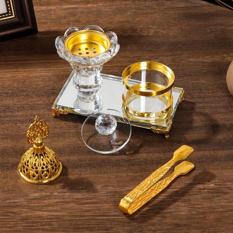 Creative Arabic Crystal Incense Burner with Clip Dual-Use Candle Holder Fragrance Diffuser Middle Eastern Parties Festive Decor