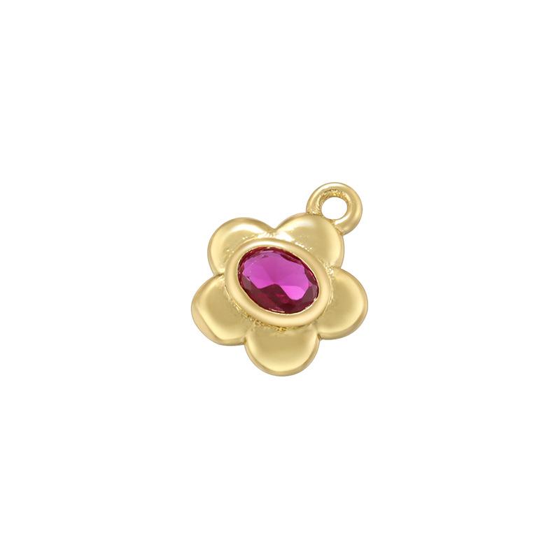 Fresh And Sweet Copper With Colored Diamonds Five-Petal Flower Pendant, Small And Exquisite Square Flower Accessories Vd1531-1532