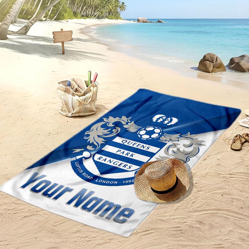 Queens Park Rangers FC Personalisiertes Bedrucktes Strandtuch Fußballlogo Unterstützung Benutzerdefinierter Name Text Saugfähiges Handtuch für Sport Reisen Besonderes Geschenk