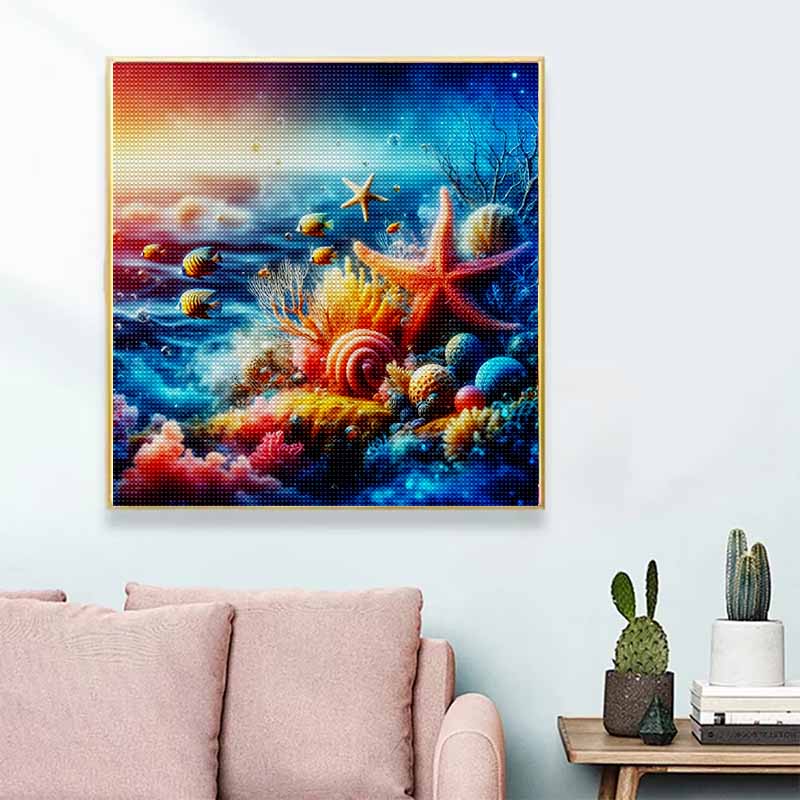 New Arrival 5D DIY Full Circle Diamond Painting "Undersea Animals and Plants" Embroidery Cross Stitch Home Decor Gift