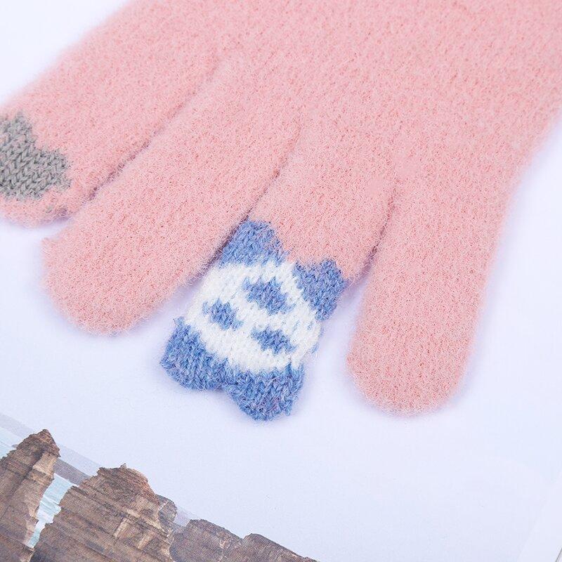 Touchscreen Gloves, Cute, Cartoon Style New Gloves, Plush Knitted Gloves, Added Plush, Warm