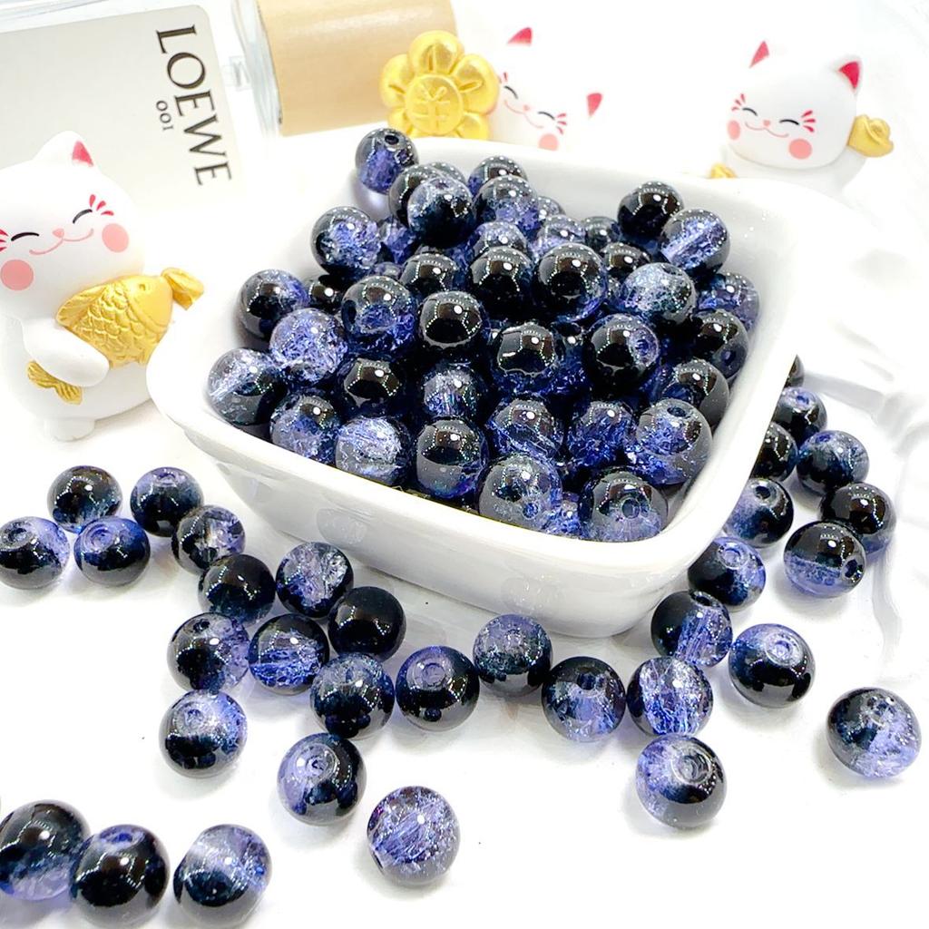 10mm Crackle Glass Round Beads, Loose Spacer Beads DIY Accessories for Bracelet Making 50pcs