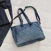 Denim Tote Bag for Women – Vintage Bag with Front Pockets & Adjustable Shoulder Strap – Perfect for Casual & Daily Use