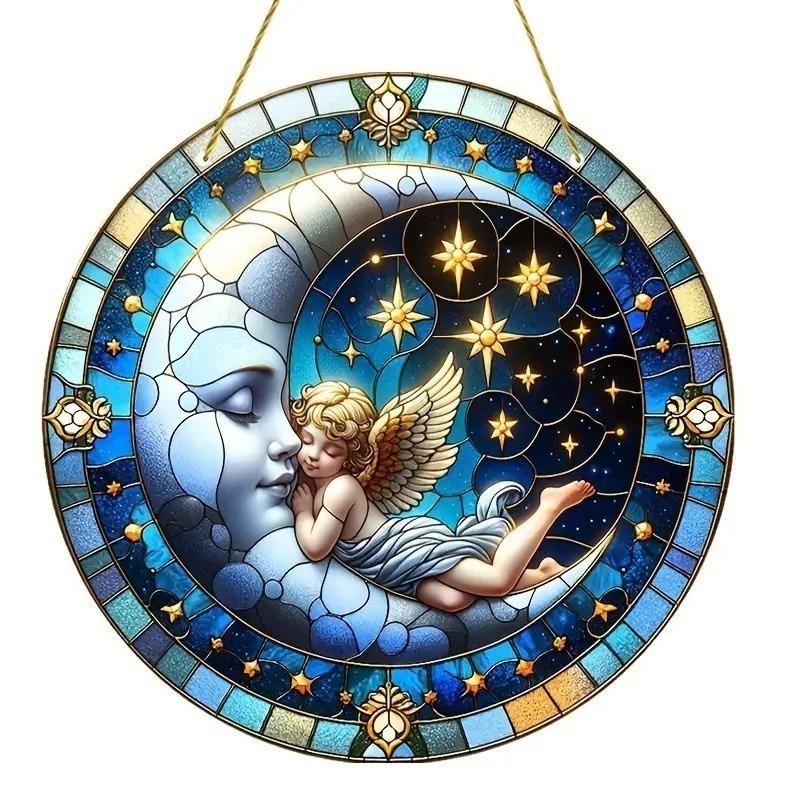 Decoração de Mesa Redonda de Acrílico Estilo Bohemia 2D Placa Decorativa para Casa Arte de Parede Pendurada Decoração de Jardim para Sala Placas de Porta Hangi