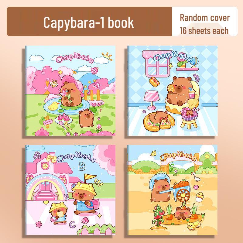 

Мини мультяшный карманный блокнот А7 - Дизайн капибары и панды, линованный и прошитый седлом. Идеально подходит для студентов.