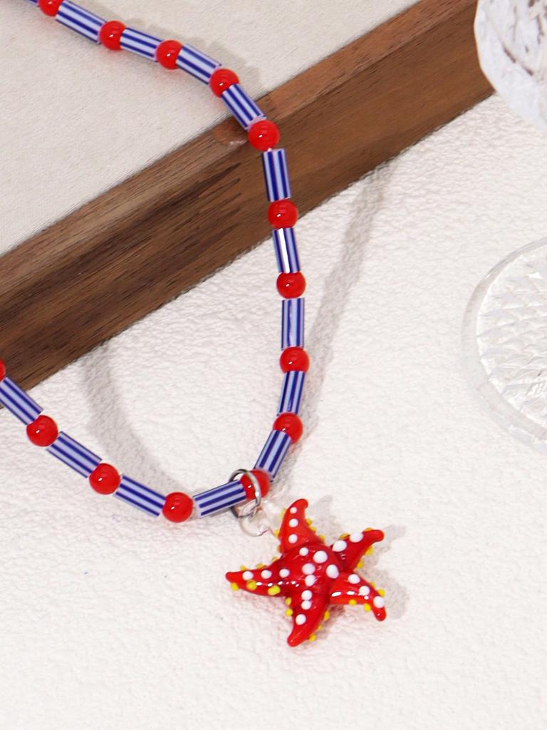 Kreativer Charm Seestern Anhänger Damen Halskette Urlaubsfeier Zubehör (Größe und Farbe können Fehler aufweisen)