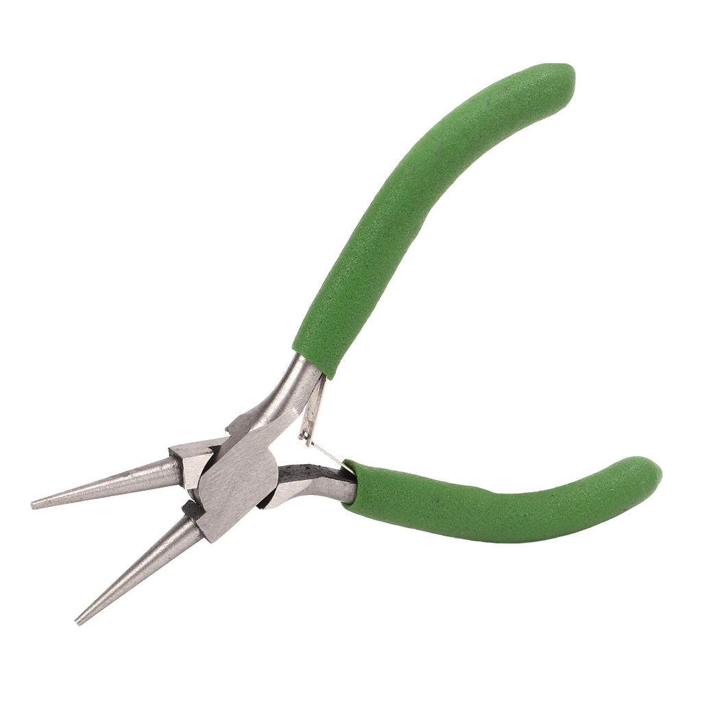Round Nose Pliers Green Nonslip Handle Effort Saving Carbon Steel Sturdy Rustproof Durable Widely