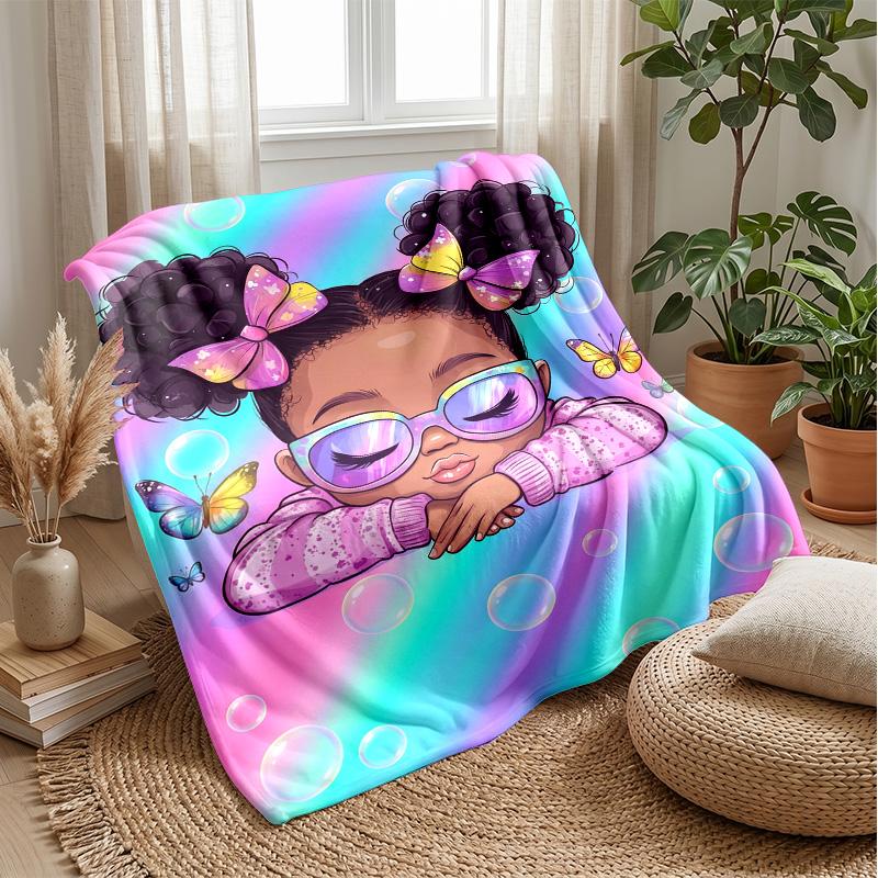

Bubble Fantasy World blanket Personalized Name Flannel Blanket Soft Cozy Plush Throw for Sofa Bed Lightweight Home Decor 75x90cm
