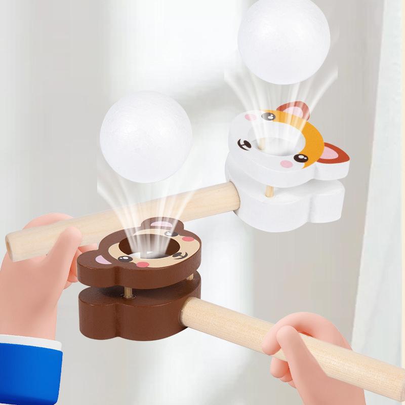 Wooden Cartoon Suspension Ball Blower – Early Learning Toy for Kids to Develop Lung Capacity and Parent-Child Interaction