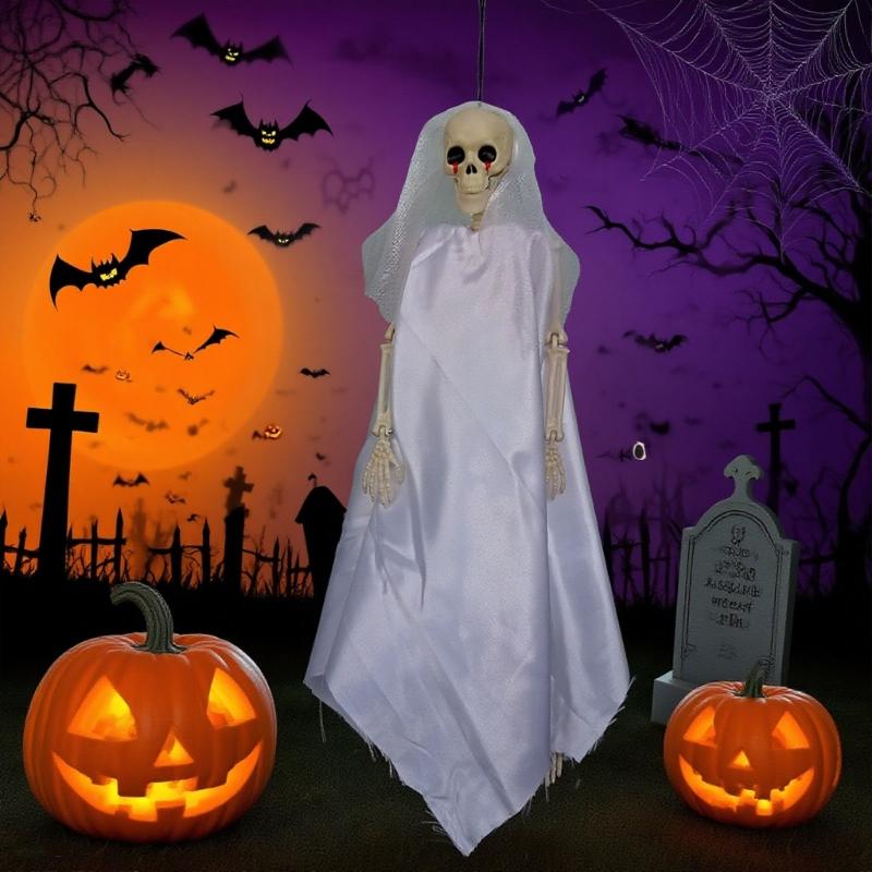 Gruselige Halloween-Geisterdekorationen für Garten und Veranda – DIY-Spukhaus-Partyzubehör – Einfach aufzuhängen – Wetterfestes Skelett-Design