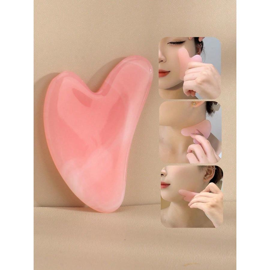

2pc Set Of Pink Facial Gua Sha Massager Tool, Body Massage Roller For Meridians Scraping, Facial Beauty Lifting Massager