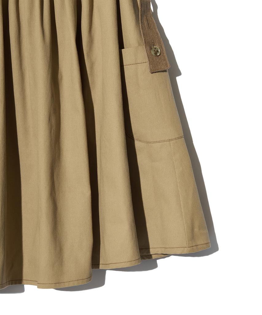 Peace Maker Corduroy Point Cotton Work Midi Skirt (Beige)