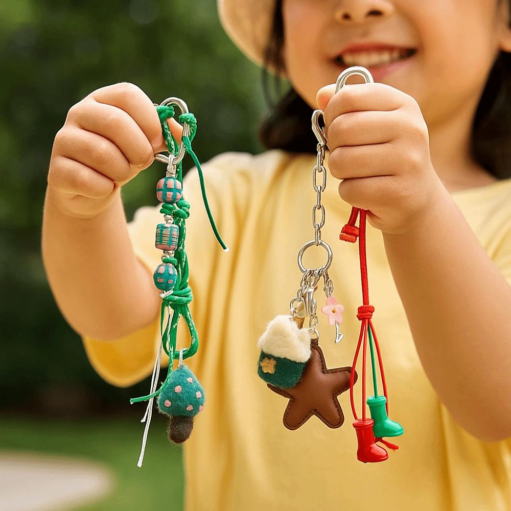 Woven Bracelet Hanging Rope Macaroon Braided Keychain Mushroom Key Lanyard  Phone Accessories