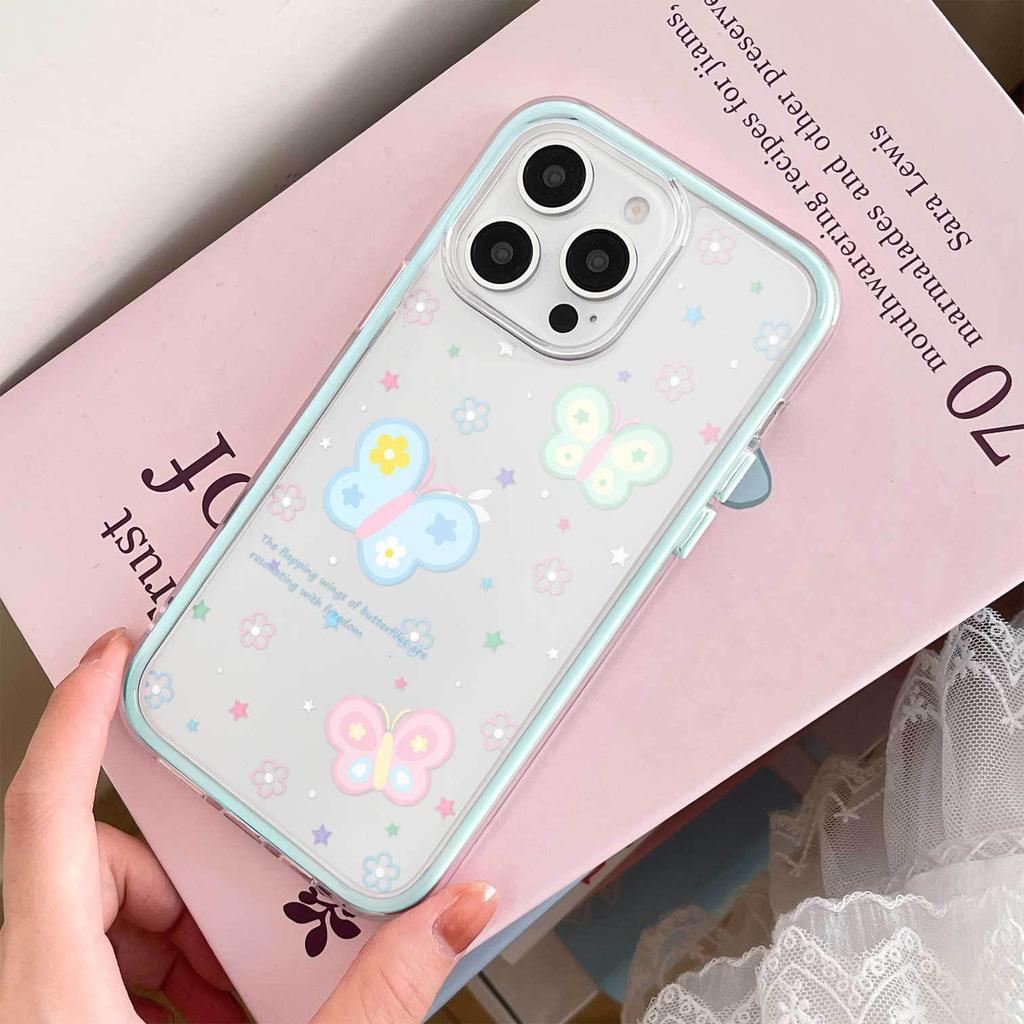 ins wind super fairy colored flower butterfly suitable for iPhone16promax Apple 15 Pro mobile phone case small and fresh