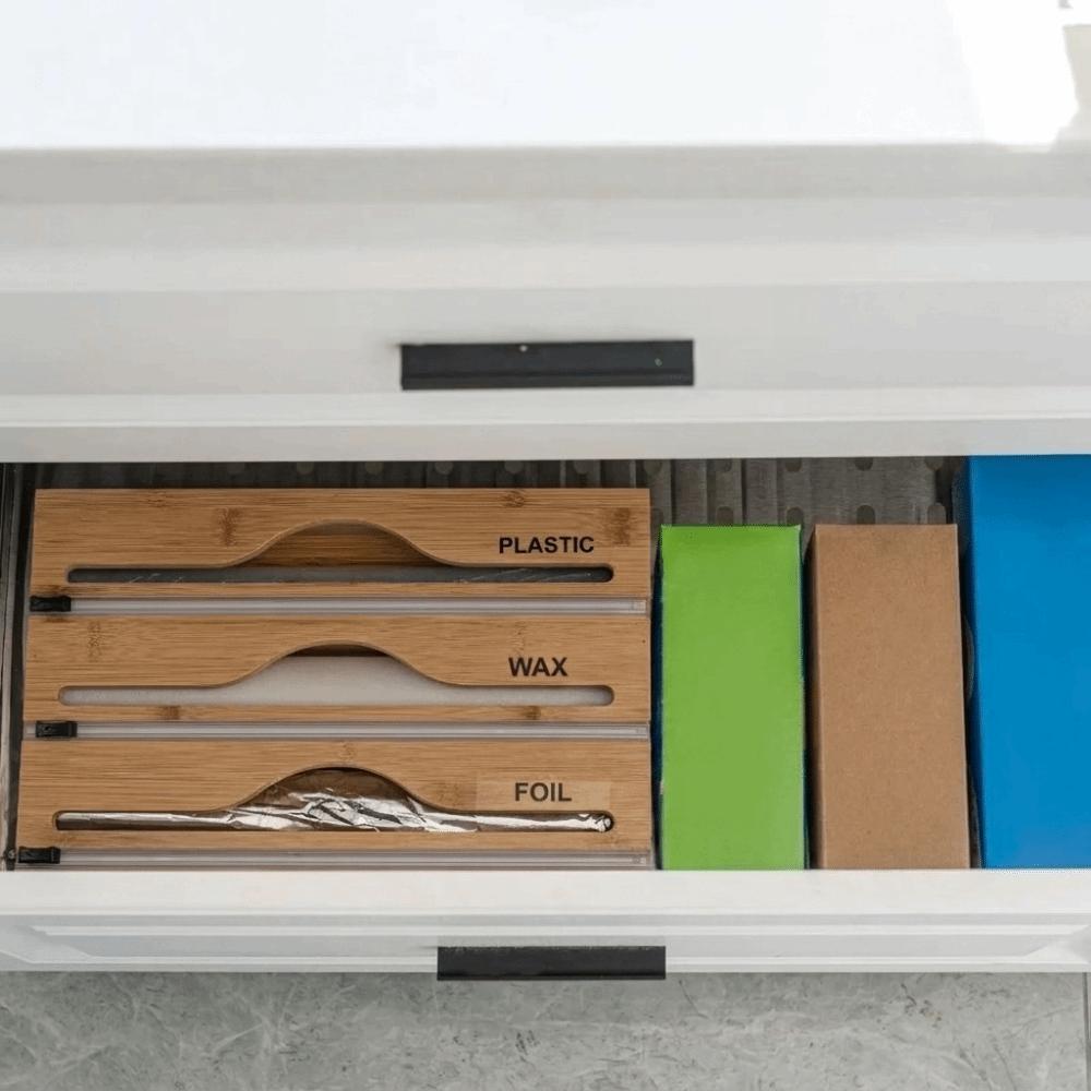 Wall Mounted Plastic Wrap Cutter Box 2 /3 Grids Tin Foil Cutter Wrap Dispenser  Kitchen Organizer