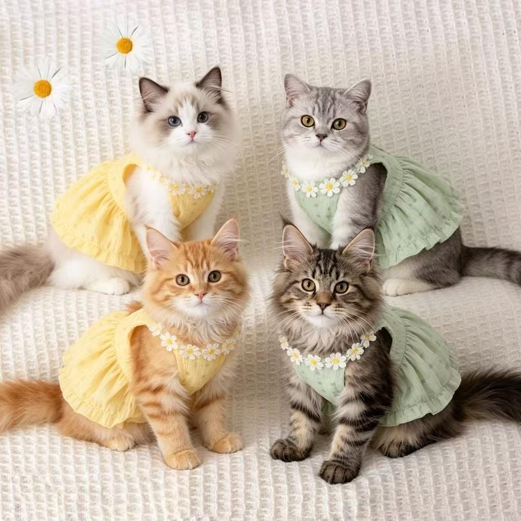 Pet ins Thin Teddy Cat Bi Xiong Puppy Dog Clothes Princess Skirt Small Dog Summer Clothing Princess Style