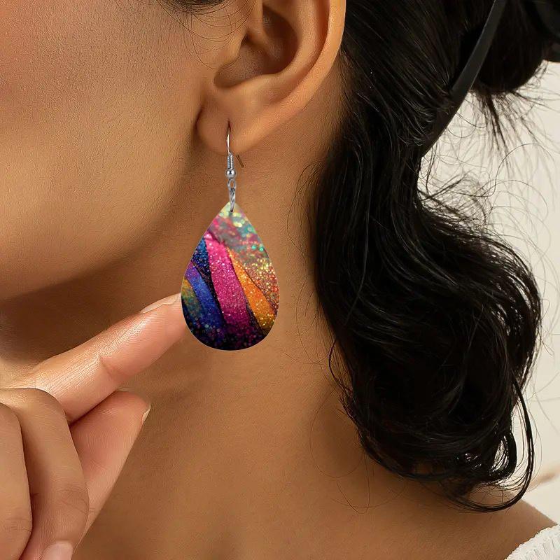 Streifen/Traumfänger-Muster PU-Leder Ohrringe Damen Elegante Ohrringe für Festival, Geburtstag, Weihnachten und tägliches Tragen Trendige Damenohrringe