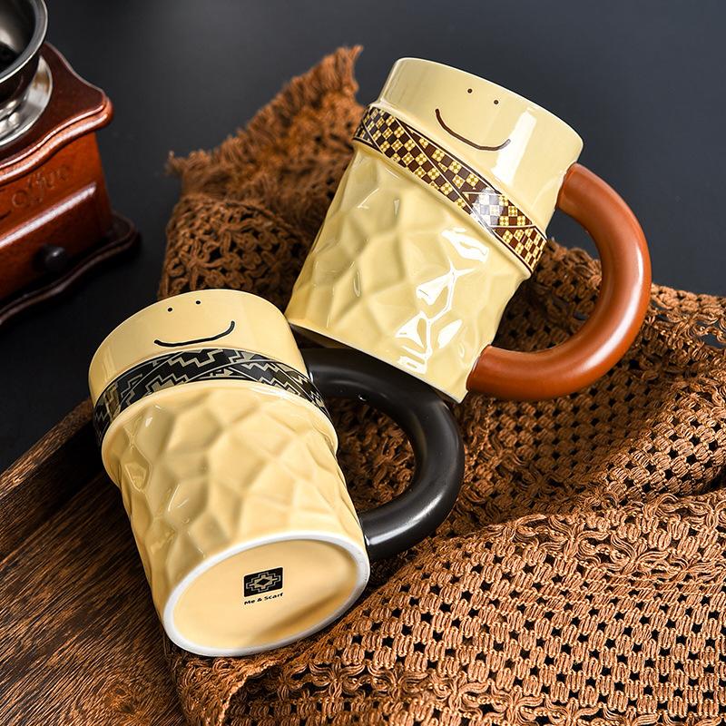 Couple Mug Design Niche Ceramic Cup for Household Drinking Water with High Appearance Cute Water Cup for Girls Office Workers