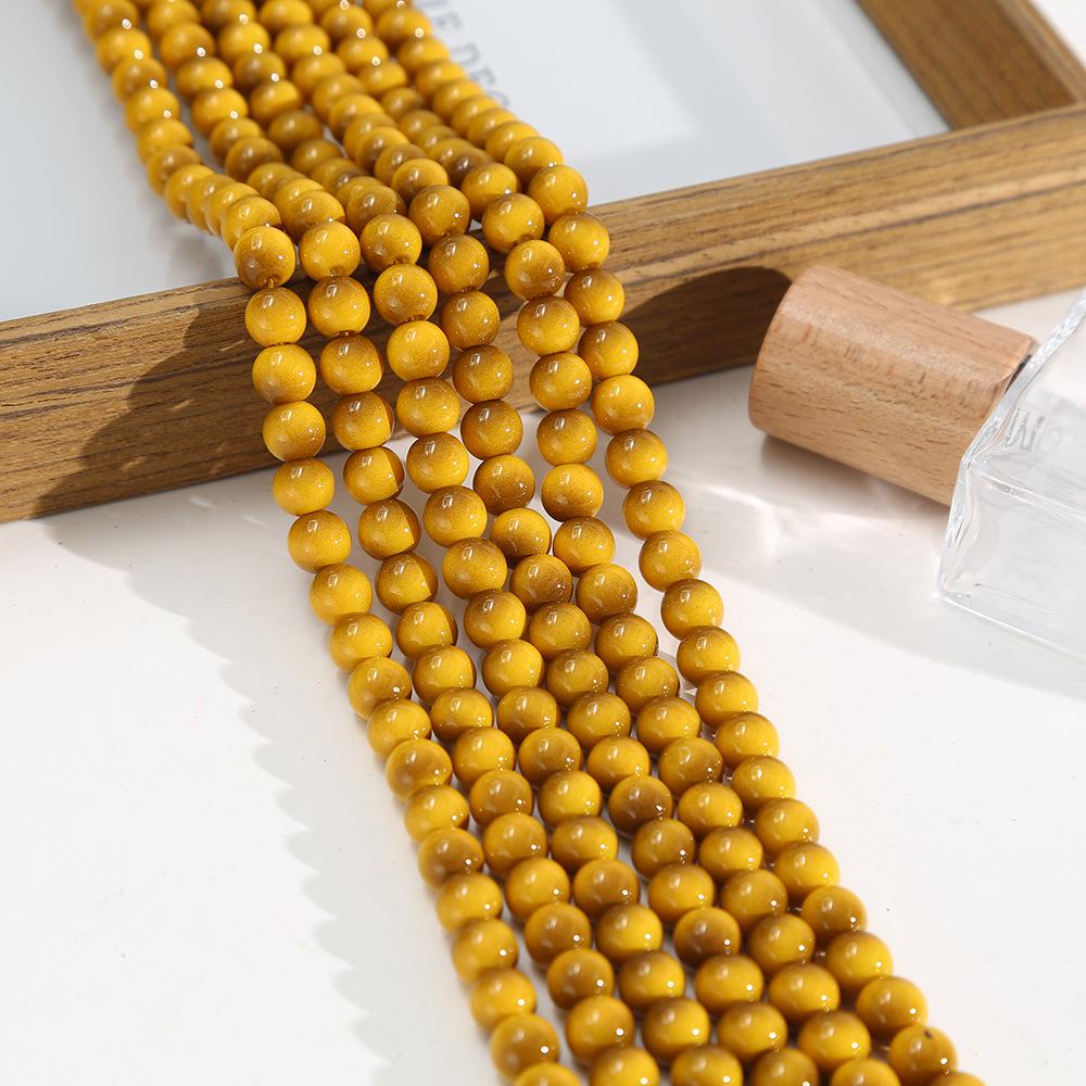 High-Quality Imitation Yellow Tiger Eye Gemstone Glass Beads for DIY Bracelets and Ornaments