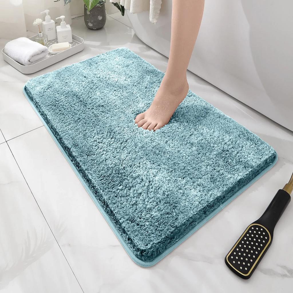 Rounded and Thickened Bathroom Floor Mat, Bathtub Absorbent Mat, Plush Material, Anti Slip Foot Mat, Entrance Door Mat, Bathroom