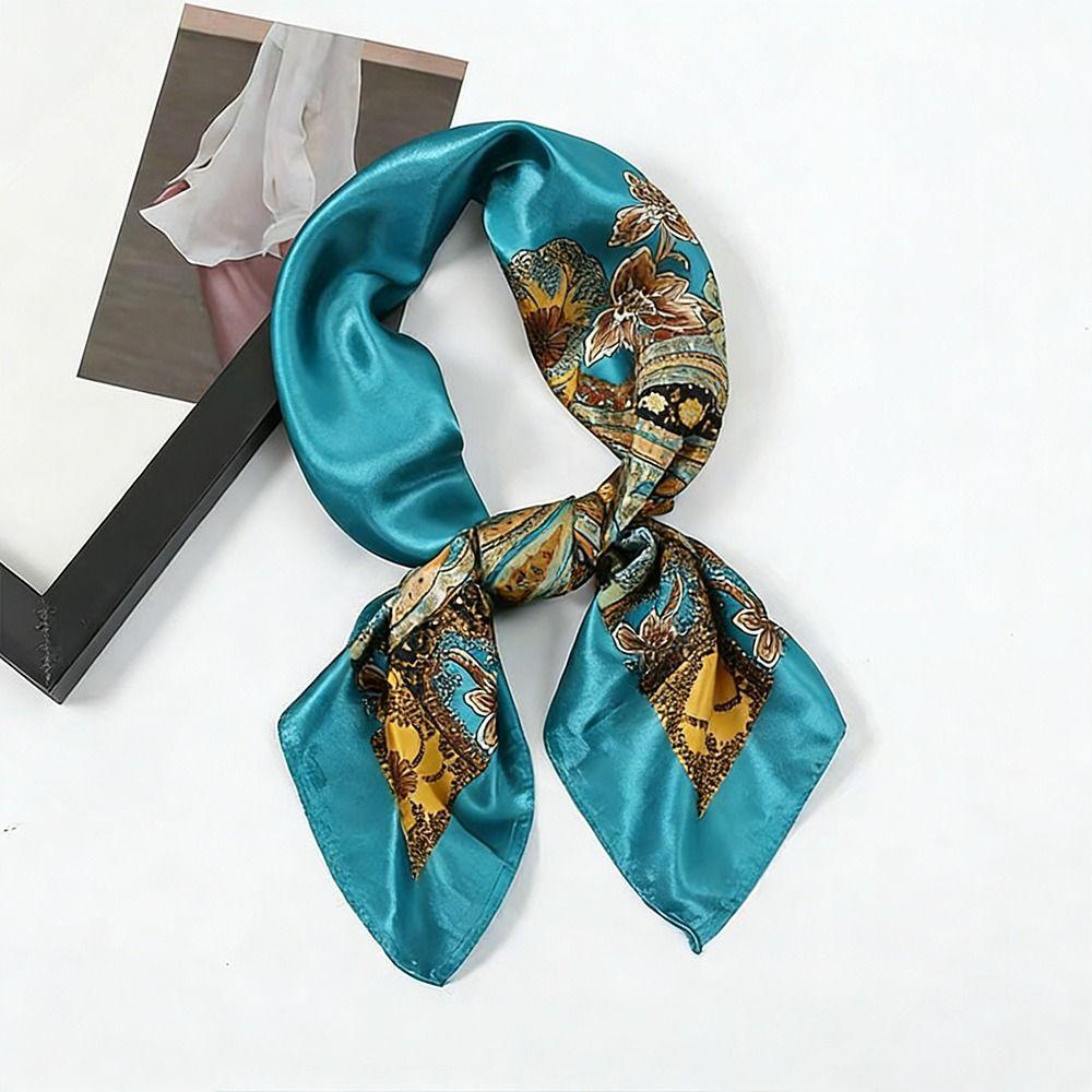 90x90cm Satin Headscarf Print Hair Towel New Square Scarf