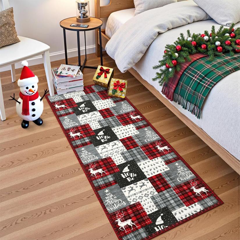Bohemian Patchwork Style Carpet - Christmas Kitchen Floor Mat - Porch Path Mat - Durable And Washable Home Decoration