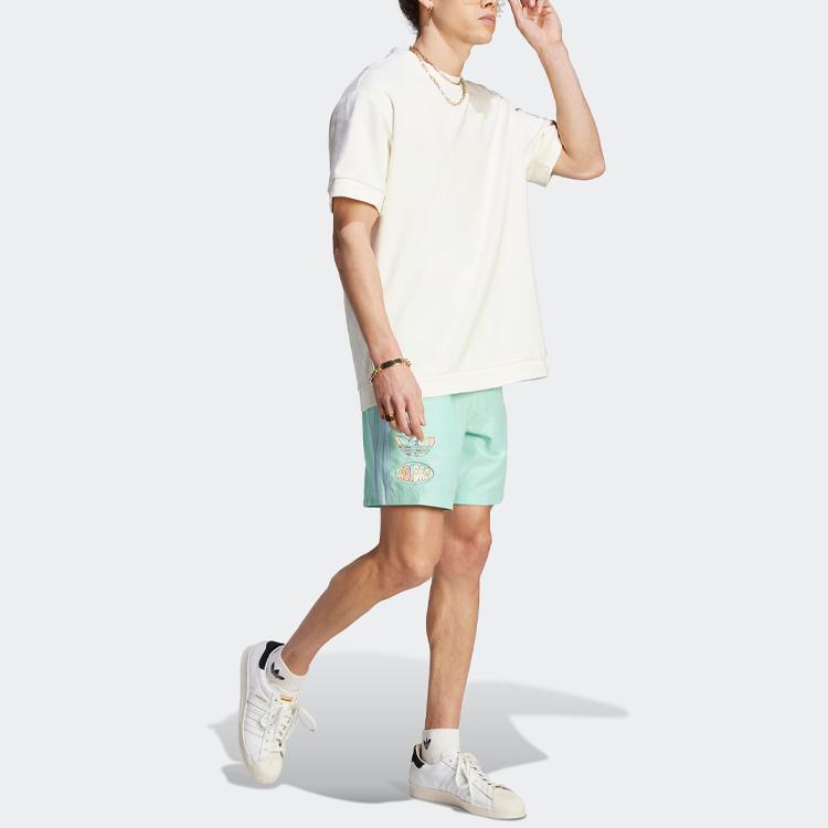 Adidas Originals Trefoil Enjoy Poly Shorts With Three-Stripe Logo Print Men Shorts Green IT8184