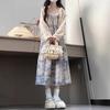 Summer new holiday wind floral suspender dress pastoral small ethnic Mori seaside beach long dress women